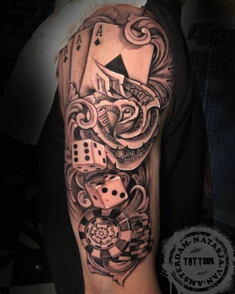 gambling tattoos black and white|Gambling Tattoo Ideas: 34 Designs That Bet on Your Wild Side.